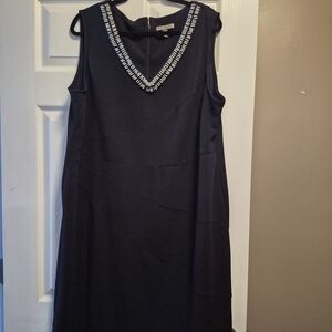 Chic Black Dress with Embellished V-Neck